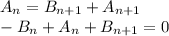 A_n = B_{n+1} + A_{n+1}\\-B_n+A_n + B_{n+1} = 0