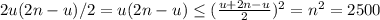 2u(2n-u)/2=u(2n-u)\leq (\frac{u+2n-u}{2})^2=n^2=2500