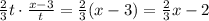 \frac{2}{3}t\cdot \frac{x-3}{t}=\frac{2}{3}(x-3)=\frac{2}{3}x-2