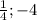 \frac{1}{4}; -4