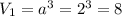 V_1 = a^3 = 2^3 = 8