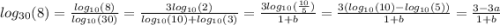 log_{30} (8)=\frac{log_{10} (8)}{log_{10}(30)} =\frac{3log_{10}(2) }{log_{10} (10)+log_{10}(3)} =\frac{3log_{10}(\frac{10}{5} ) }{1+b} =\frac{3(log_{10}(10)-log_{10}(5))}{1+b} =\frac{3 - 3a}{1+b}