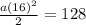 \frac{a(16)^2}{2} = 128