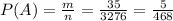 P(A) = \frac{m}{n} = \frac{35}{3276} = \frac{5}{468}