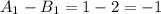 A_{1} -B_{1} =1-2 = -1