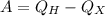 \displaystyle A=Q_H-Q_X