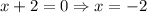 x+2=0\Rightarrow x=-2