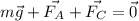 m\vec{g}+\vec{F_A}+\vec{F_C}=\vec{0}