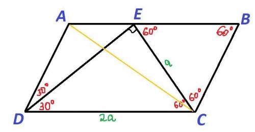 В параллелограмме ABCD точка Е лежит на стороне АВ, отрезки DE и СЕ являются биссектрисами углов ADC