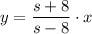 y= \dfrac{s+8}{s-8} \cdot x