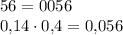 56=0056\\0{,}14 \cdot 0{,}4=0{,}056