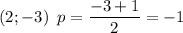 \left(2;-3\right)\ p=\dfrac{-3+1}{2}=-1