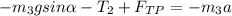 \displaystyle -m_3gsin\alpha -T_2+F_{TP}=-m_3a