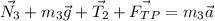 \displaystyle \vec{N_3}+m_3\vec{g}+\vec{T_2}+\vec{F_{TP}}=m_3\vec{a}