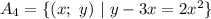 A_4=\{(x;\ y)\ |\ y-3x=2x^2\}