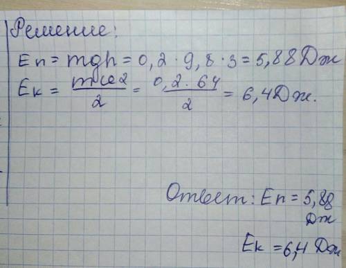 камень массой 20 г был брошен с земли вертикально вверх со скоростью 8м/c. максимальная высота подня