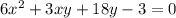 6x^2+3xy+18y-3=0