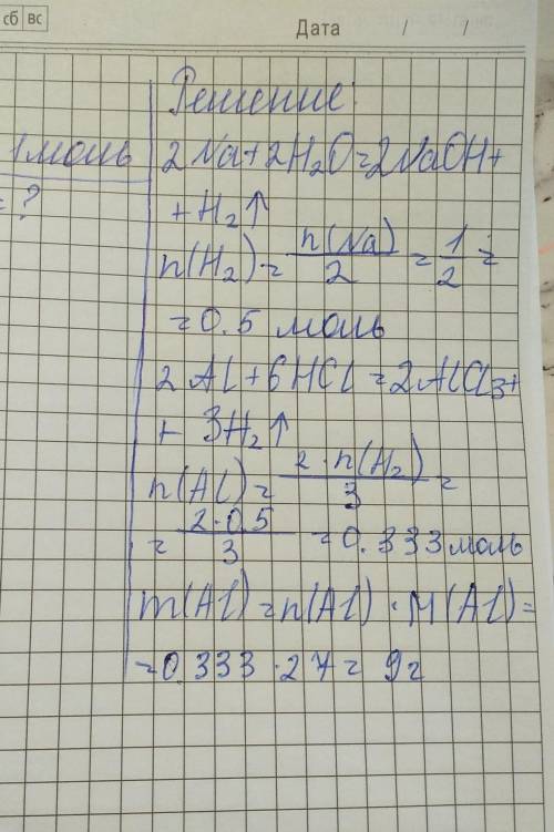 сколько потребуется алюминия, чтобы при реакции с соляной кислотой получить столько водорода, скольк