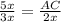 \frac{5x}{3x} =\frac{AC}{2x}