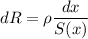 \displaystyle dR=\rho\frac{dx}{S(x)}