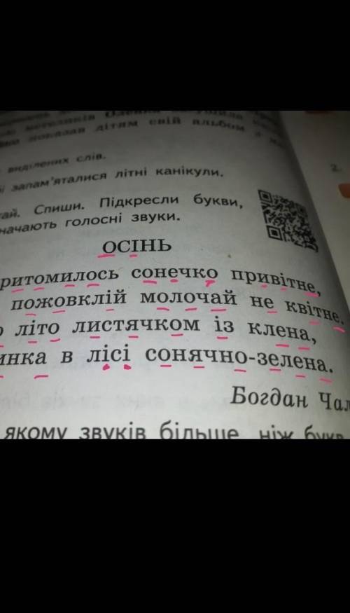 Вправа 6. Підкресли букви, які позначають голосні звуки