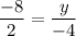 \dfrac{-8}{2}=\dfrac{y}{-4}