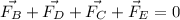 \displaystyle \vec{F_B}+\vec{F_D}+\vec{F_C}+\vec{F}_E=0