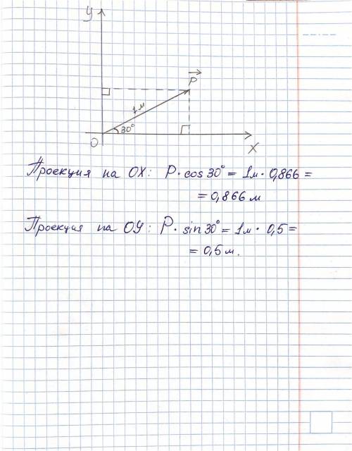 Точка движется в плоскости ХОУ. Вектор р,модуль которого равен 1 м,направлен под углом 30градусов к