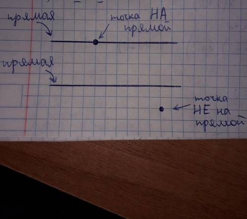 Начертите любые 2 прямые, отметьте точки лежащую на прямой и не лежащую прямой.​