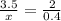 \frac{3.5}{x} = \frac{2}{0.4}