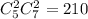 C^2_5C^2_7=210