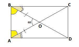 1 в прямоугольнике ABCD, где AC и BD диагонали пересикающиеся в точке О, угол AOB=68 градусов. Найти