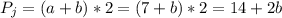 P_{j} = (a + b) * 2 = (7 + b) * 2 = 14 + 2b