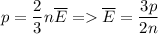 \displaystyle p=\frac{2}{3}n\overline{E} = \overline{E}=\frac{3p}{2n}