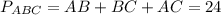 P_{ABC}= AB + BC + AC = 24