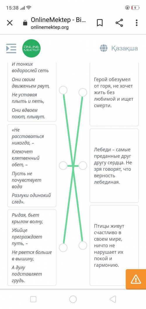 Прочитай поэму С. Сейфуллина «Разлученные лебеди». Соотнеси цитаты и утверждения.