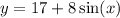 y = 17 + 8 \sin(x)