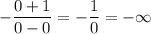 \displaystyle- \frac{0+1}{0-0}=-\frac{1}0=-\infty