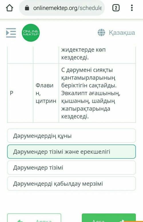 Кестеде қандай ақпарат берілген? ДәруменТерминдік атауыЕрекшелігіААксерофтолА дәрумені жетіспесе бал