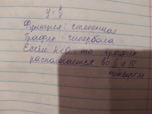 y=k/x как называется эта функция? как называется график этой функции? в каких четвертях распологаетс