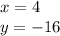 x=4\\y=-16