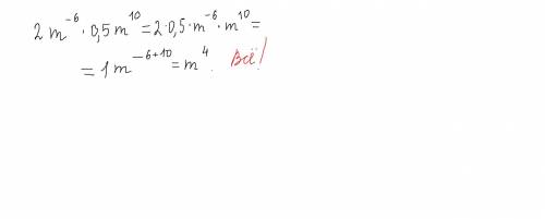 2m^-6 * 0,5m^10 Напишите подробное решение Я понимаю, что делать со степенью, но что происходит с ра