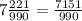 7 \frac{221}{990} = \frac{7151}{990}