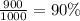 \frac{900}{1000} = 90\%