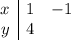 \begin{array}{c |c c} x&1&-1\\y&4\end{tabular}