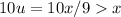 10u=10x/9x