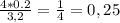 \frac{4*0.2}{3,2}=\frac{1}{4}=0,25