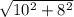 \sqrt{10^2 + 8^2}