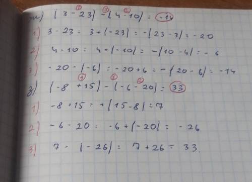 1 Найдите значение выражения : а) 20 + (-15 ) – (-6 ); б) 10 – 20 – (-40); в) -3 + 12 –(-22) ; г) -7