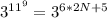 3^{11^{9}} =3^{6*2N+5}
